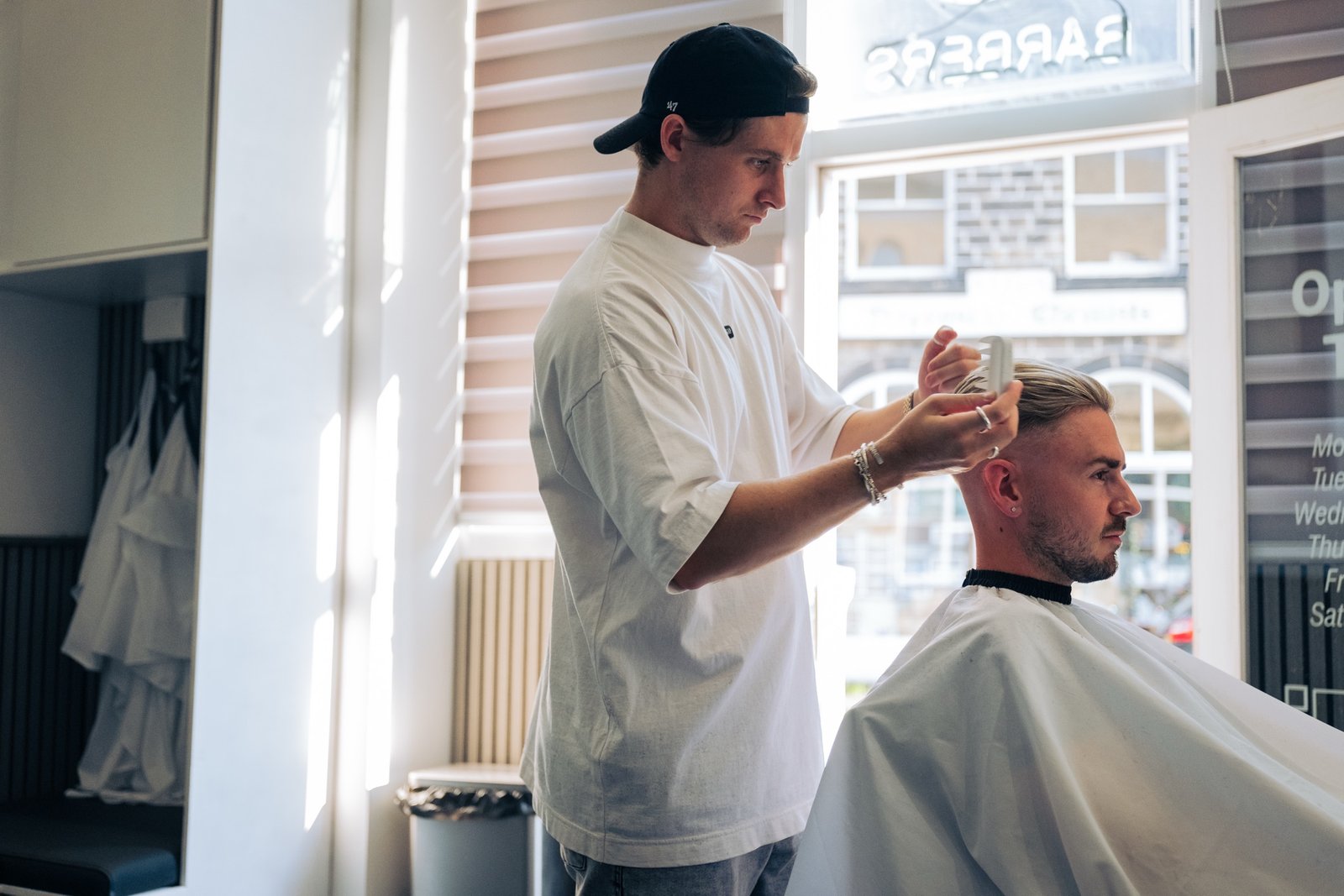 Barbershop content production still by Pillar Studio